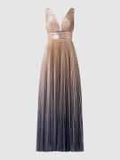 Luxuar Abendkleid mit Plisseefalten in Metallic Rosa, Größe 34