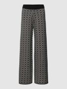 Milano Italy Wide Leg Stoffhose mit Allover-Muster in Black, Größe M