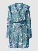 Vila Knielanges Kleid mit Allover-Muster in Blau, Größe 38