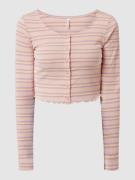 Only Cropped Shirt mit Streifenmuster Modell 'Ana' in Rosa, Größe M
