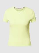 Tommy Jeans T-Shirt mit Label-Stitching in Neon Gelb, Größe XS