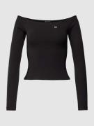 Tommy Jeans Schulterfreies Longsleeve mit Label-Stitching in Black, Gr...