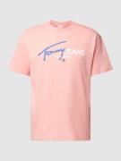 Tommy Jeans T-Shirt mit Label-Print Modell 'SPRAY POP COLOR' in Rose, ...
