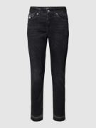 MAC Slim Fit Jeans mit Ziersteinbesatz in Mittelgrau, Größe 32/28