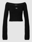 Calvin Klein Jeans Cropped Longsleeve mit Label-Detail in Black, Größe...