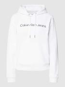 Calvin Klein Jeans Hoodie mit Label-Print in Weiss, Größe S