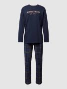 Tom Tailor Pyjama mit Label-Print Modell in Dunkelblau, Größe XL