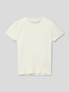 Tom Tailor T-Shirt mit Feinripp in Offwhite, Größe 92