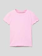 Tom Tailor T-Shirt mit Feinripp in Pink, Größe 92