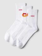 HUGO Socken im 3er-Pack mit Motiv-Stitching Modell 'Flames' in Weiss, ...