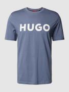 HUGO T-Shirt mit Label-Print Modell 'DULIVIO' in Rauchblau, Größe S