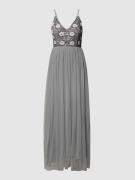 LACE & BEADS Abendkleid mit Pailletten und Ziersteinen in Dunkelgrau, ...