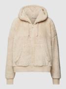 TOM TAILOR DENIM Sweatjacke mit Teddyfell in Sand Melange, Größe S