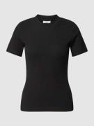 Marc O'Polo Denim T-Shirt mit Ripp-Optik in Black, Größe XS