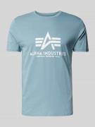 Alpha Industries T-Shirt mit Label-Print in Eisblau, Größe M