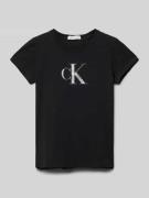 Calvin Klein Jeans Slim Fit T-Shirt mit Logo-Print in Black, Größe 140