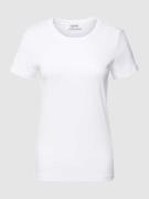 Esprit T-Shirt mit geripptem Rundhalsausschnitt in Offwhite, Größe XL