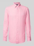 Polo Ralph Lauren Custom Fit Leinenhemd mit Label-Stitching in Pink, G...
