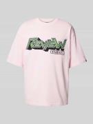 REVIEW T-Shirt mit Label-Stitching in Rosa, Größe XS