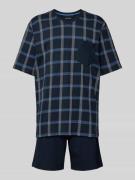 Schiesser Pyjama mit Gitterkaro in Marine, Größe 48