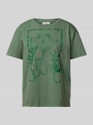 Marc O'Polo Denim T-Shirt mit Motiv-Stitching in Oliv, Größe XS