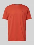 Fynch-Hatton T-Shirt mit Logo-Stitching in Koralle Melange, Größe S