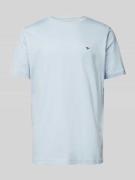 Fynch-Hatton T-Shirt mit Logo-Stitching in Hellblau Melange, Größe S