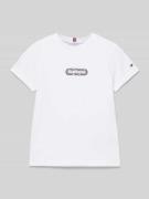 Tommy Hilfiger Teens T-Shirt mit Label-Print in Weiss, Größe 140