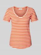 Marc O'Polo T-Shirt mit Streifenmuster in Orange, Größe S