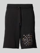 HUGO Shorts mit Ziersteinbesatz Modell 'Dlake' in Black, Größe S