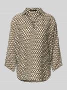 Windsor Bluse mit grafischem Allover-Muster in Oliv, Größe 38