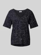Esprit T-Shirt mit grafischem Muster und V-Ausschnitt in Black, Größe ...