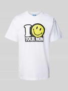 MARKET T-Shirt mit Rundhalsausschnitt Modell 'SMILEY YOUR MOM' in Weis...