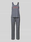 Esprit Pyjama mit Streifenmuster Modell 'MIA' in Dunkelblau, Größe 34