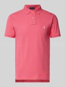 Polo Ralph Lauren Slim Fit Poloshirt mit Label-Stitching in Pink, Größ...
