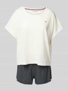 TOMMY HILFIGER Pyjama mit Logo-Stitching in Offwhite, Größe XS