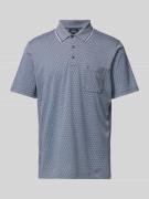 RAGMAN Regular Fit Poloshirt mit Allover-Muster in Blau, Größe XL