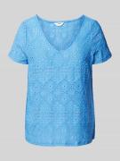 Object T-Shirt mit Lochstickerei Modell 'FEODORA' in Blau, Größe 34