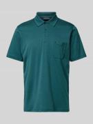 RAGMAN Regular Fit Poloshirt mit Allover-Muster in Petrol, Größe M
