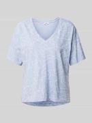 Esprit T-Shirt mit grafischem Muster und V-Ausschnitt in Rauchblau, Gr...