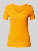 Montego T-Shirt mit V-Ausschnitt in unifarbenem Design in Orange, Größ...