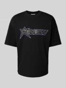 REVIEW T-Shirt mit Strasssteinbesatz in Black, Größe M