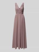 Mascara Abendkleid mit Plisseefalten in Mauve, Größe 38