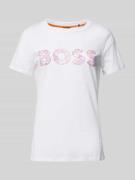 BOSS Orange T-Shirt mit Label-Print Modell 'Elogo' in Weiss, Größe S