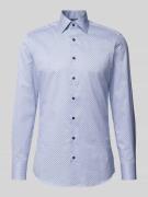 Eterna Slim Fit Business-Hemd mit Allover-Muster in Bleu, Größe 38
