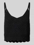 Vero Moda Crop Top mit Lochmuster Modell 'KAILEY' in Black, Größe XS