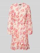More & More Knielanges Kleid mit Bindegürtel in Rose, Größe 34