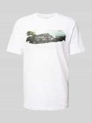 Tom Tailor T-Shirt mit Motiv-Label-Print in Weiss, Größe S