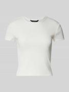 Vero Moda T-Shirt in Ripp-Optik Modell 'CHLOE' in Weiss, Größe M