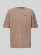 BOSS Orange T-Shirt mit Label-Stitching in Beige, Größe XXL